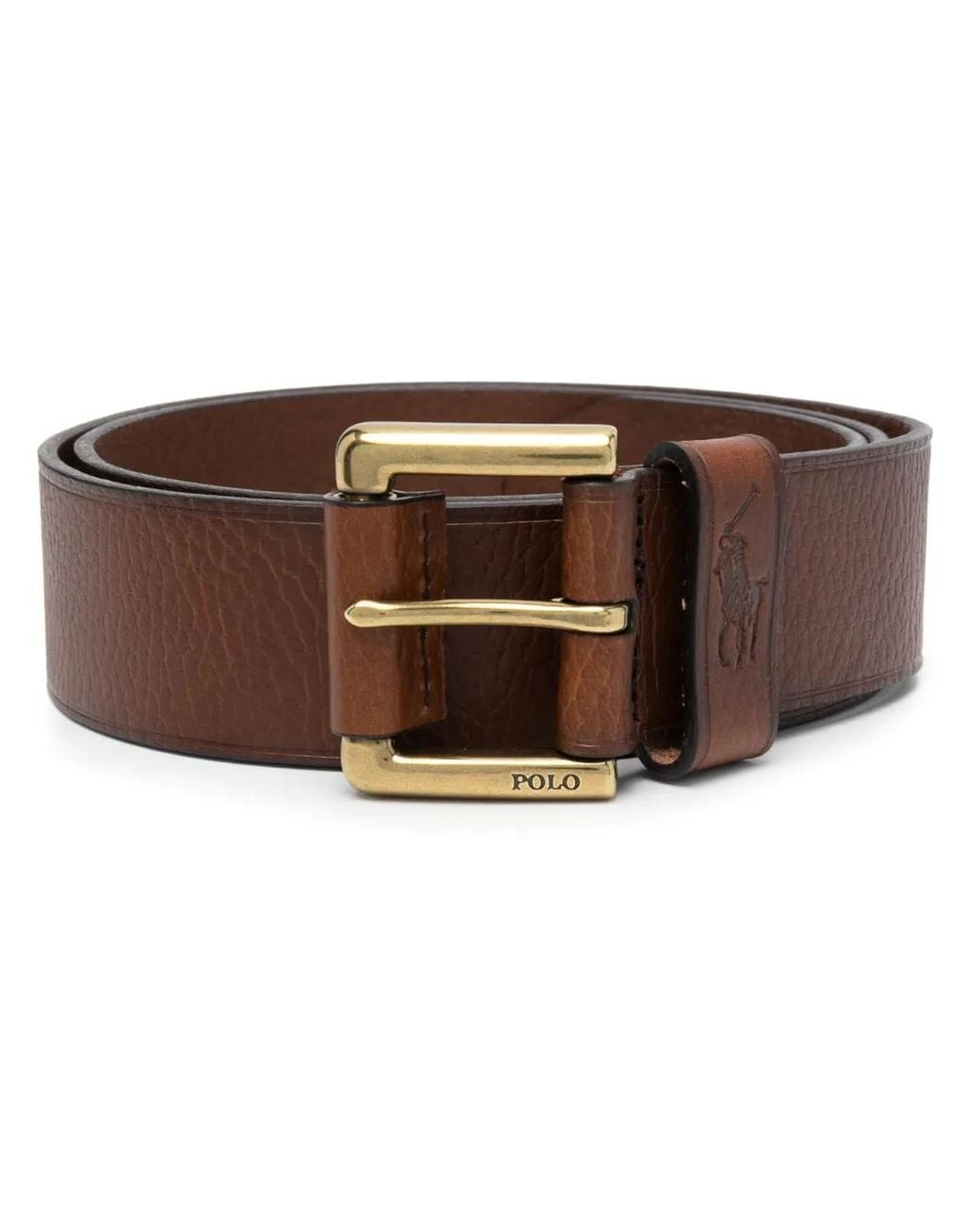 Polo Ralph Lauren Brown Pebbled-Texture Leather Belt for men
