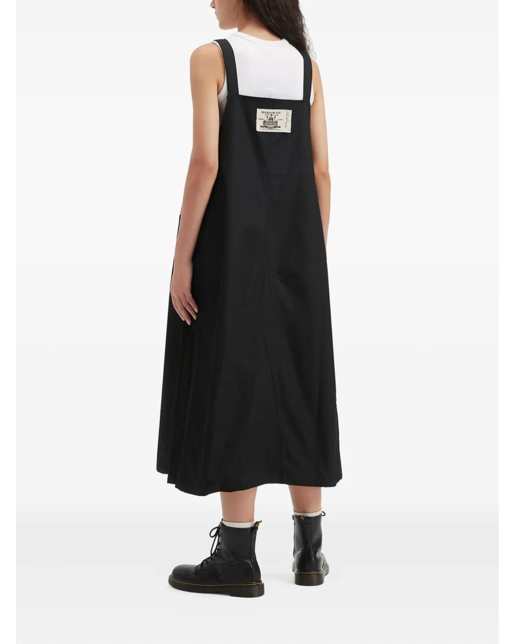 Musium Div. Black Logo-Patch Midi Dress