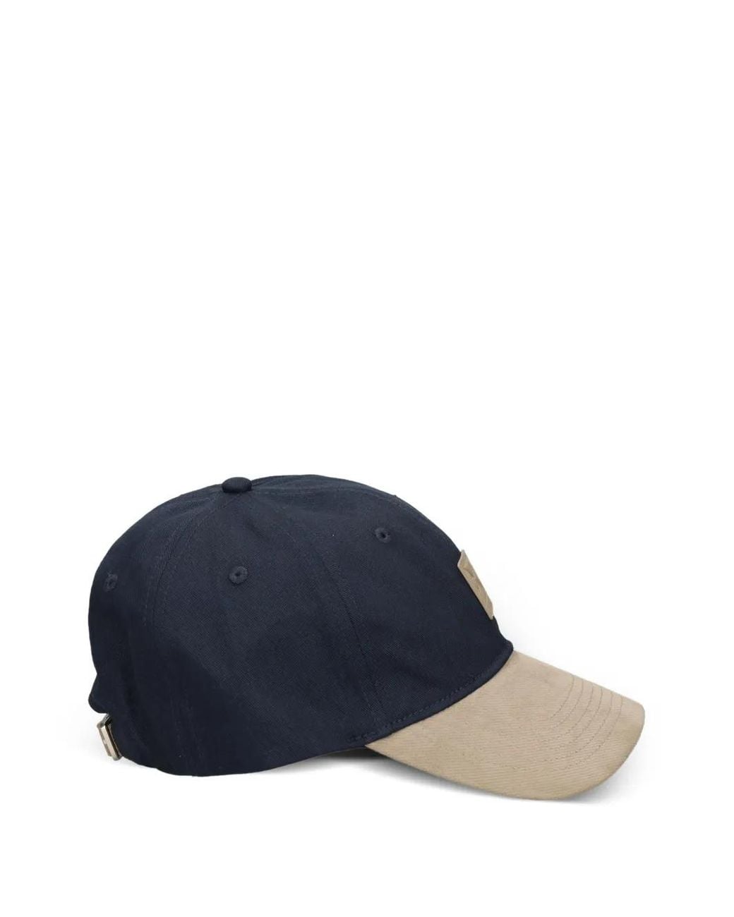 Calvin Klein Blue Mixed Media Colourblock Logo-Patch Baseball Cap for men