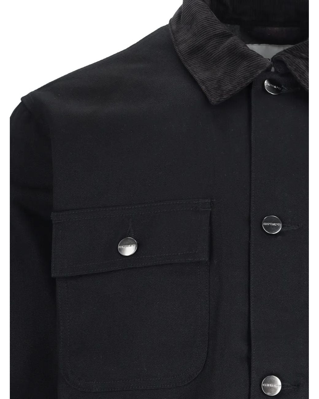 Carhartt Blue Michigan Chore Logo-Patch Corduroy-Collar Jacket for men
