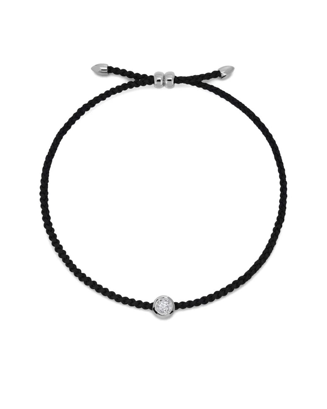 Monica Vinader White Solitaire Diamond Cord Bracelet