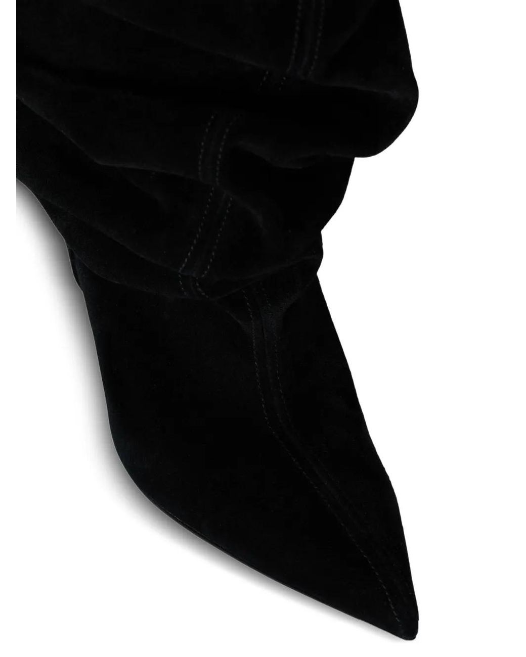 Balmain Black Suede Leather Wedge Thigh-High Boots