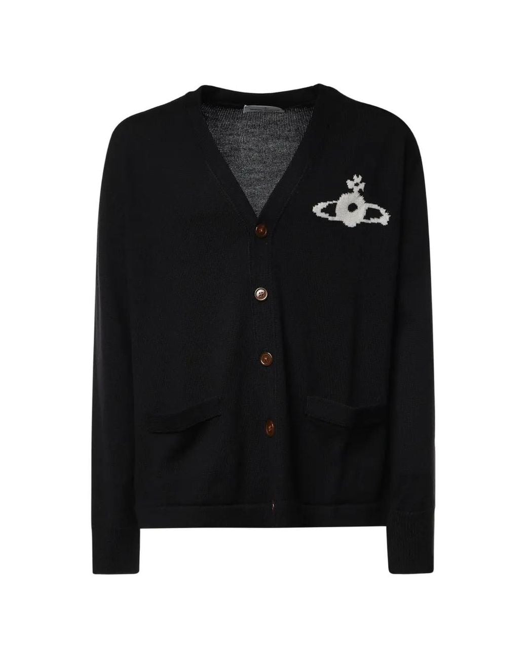 Vivienne Westwood Black Alex Orb-Motif V-Neck Cardigan for men