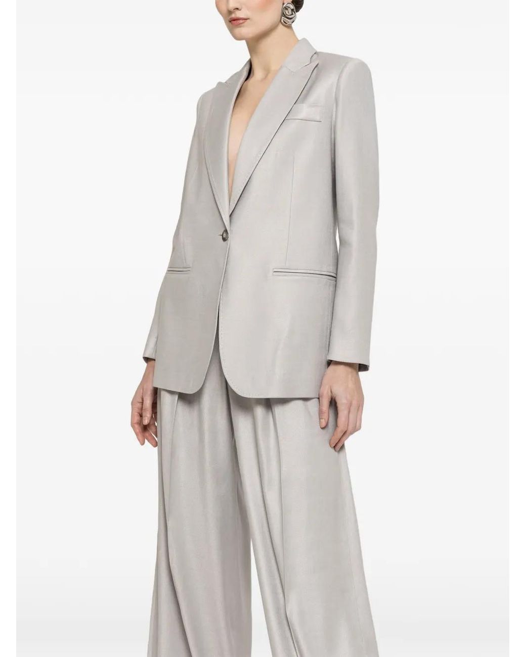 Nissa Gray High-Rise Linen Pants