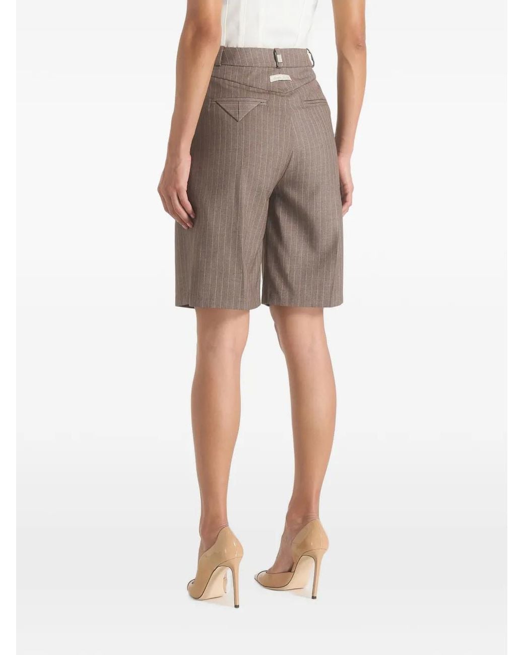 Manière De Voir Gray Pinstripe Pleated Shorts