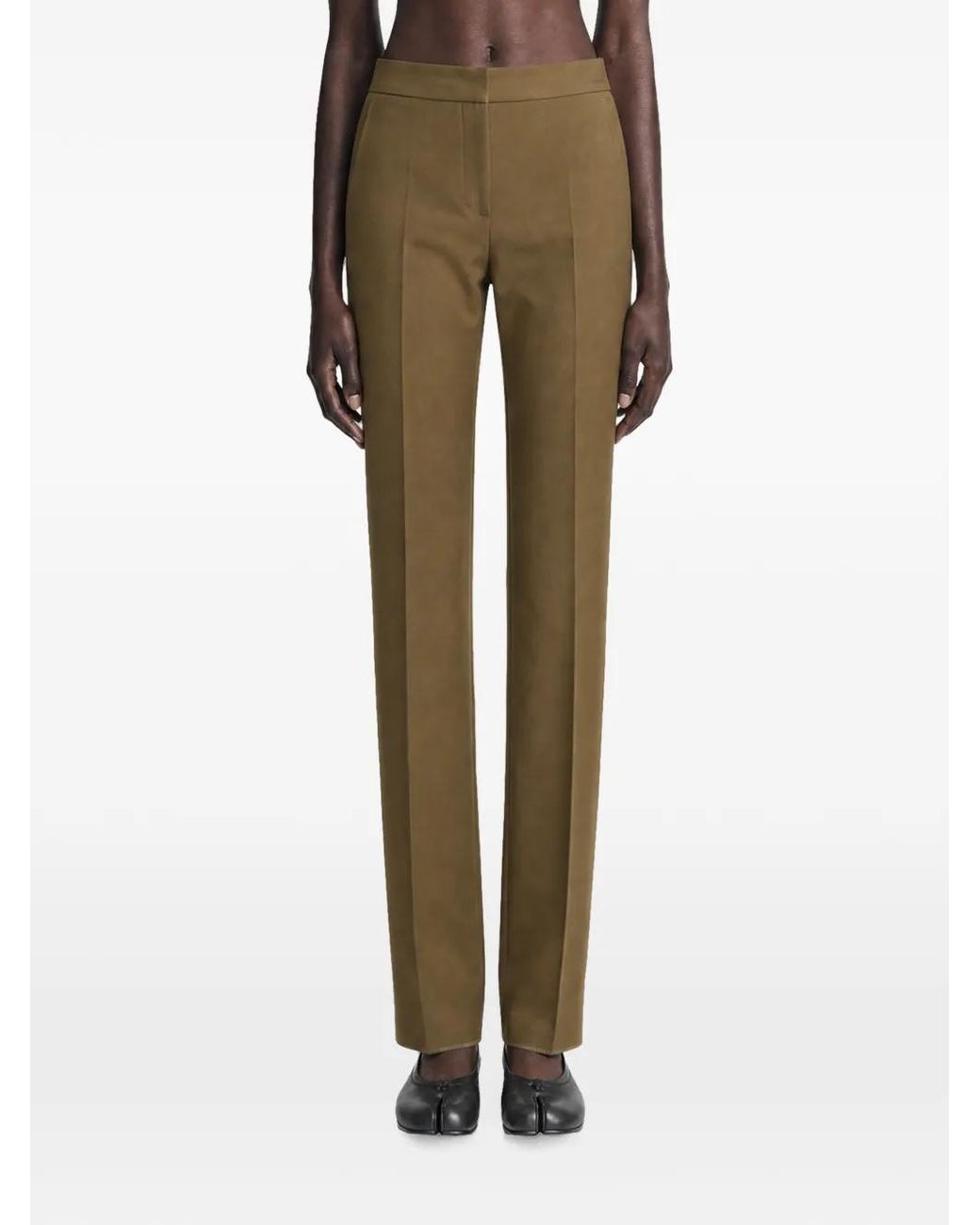 Max Mara Natural Pantalon Droit À Plis Marqués