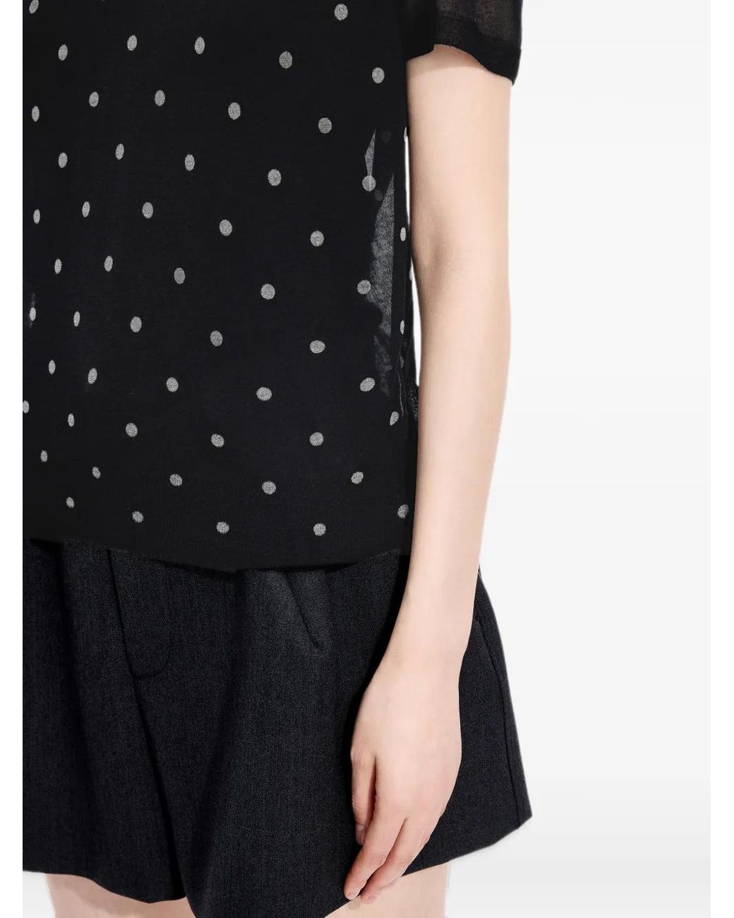 JNBY Black Polka Dot Polo Top