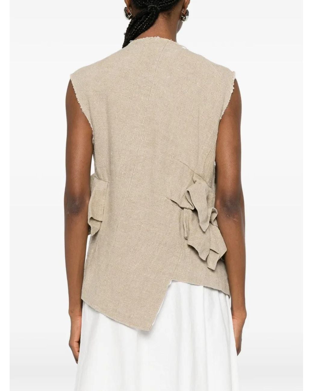 Comme des Garçons White Ärmellose Jacke Mit Rüschen