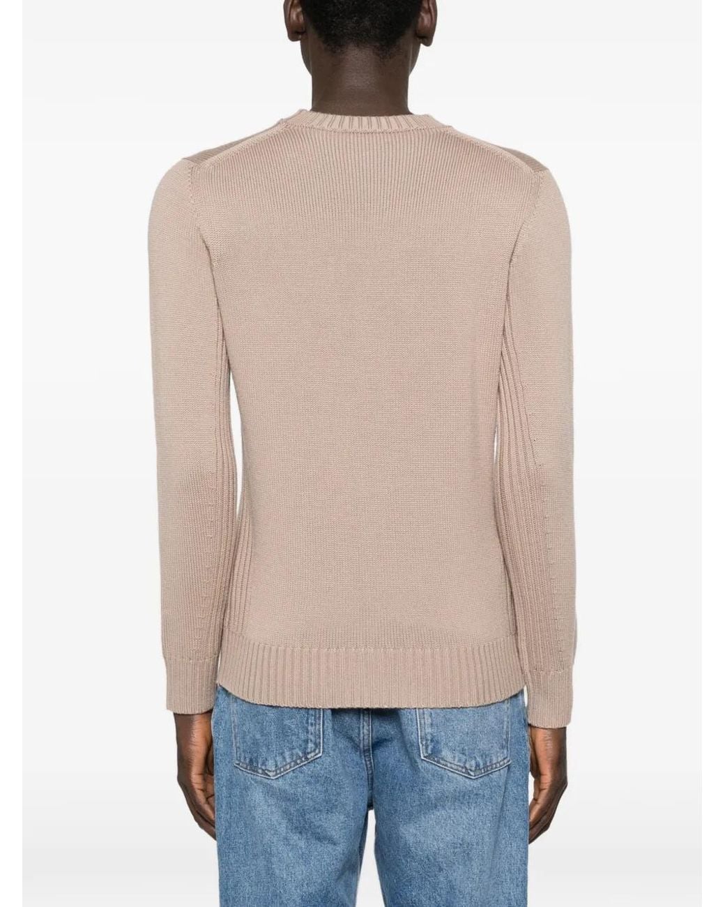 Kangra Natural Ribbed-Trim Crew-Neck Sweater for men