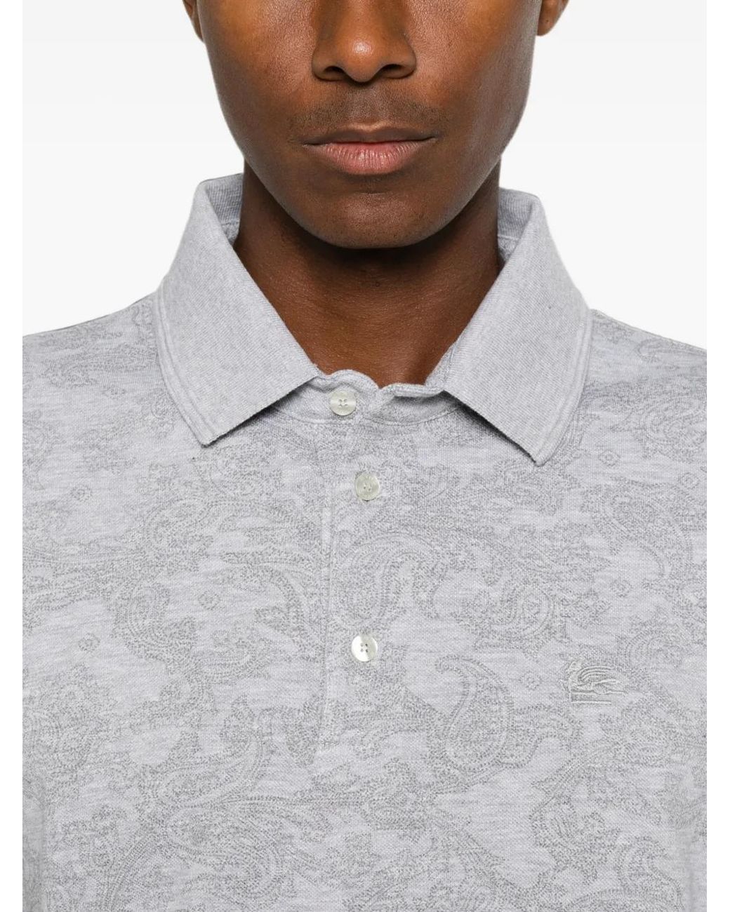 Etro Gray Polo À Imprimé Cachemire for men