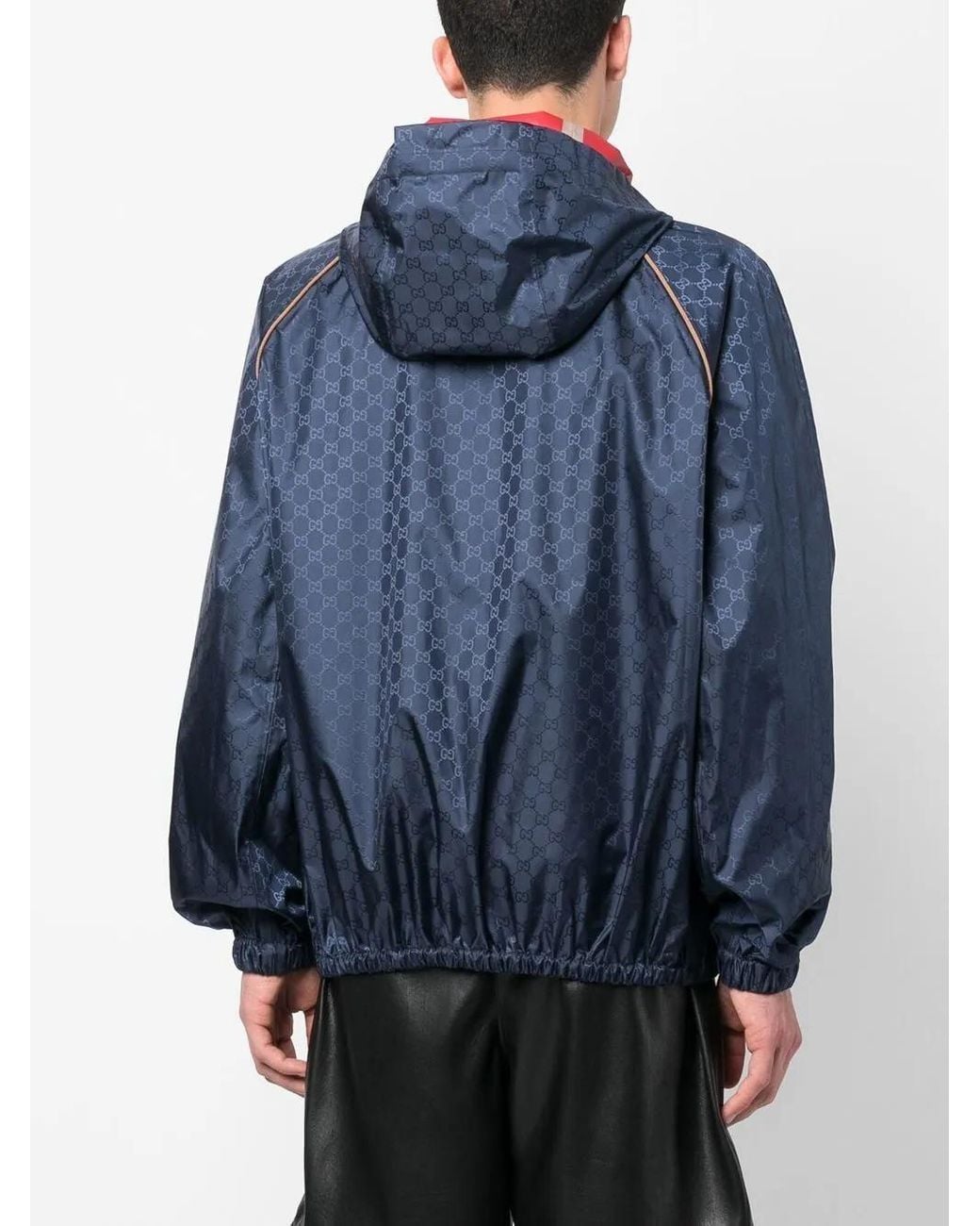 Gucci Blue Gg Supreme-Jacquard Hooded Jacket for men