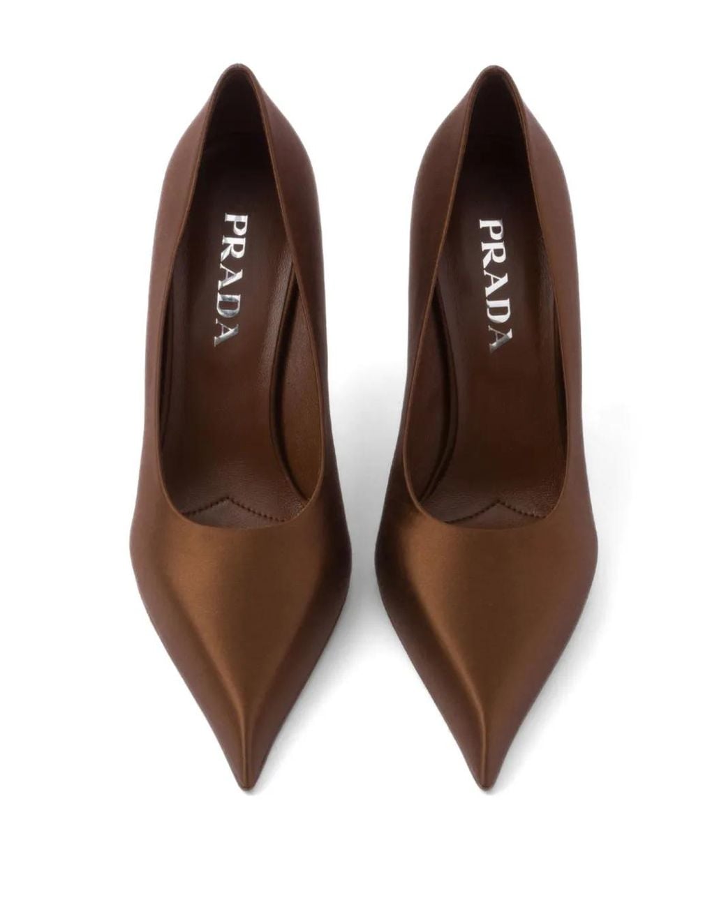 Prada Brown 85Mm Satin Pumps