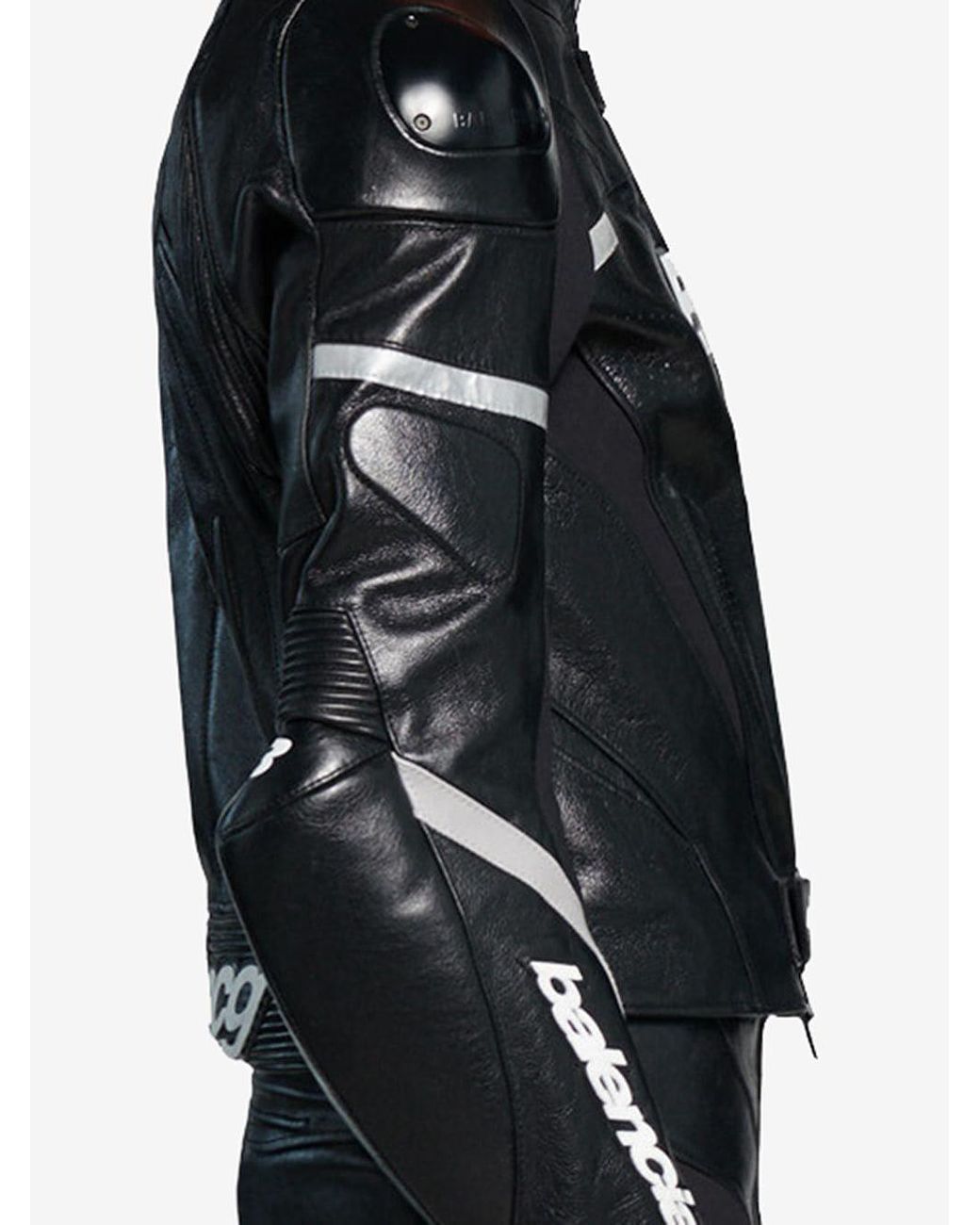 Balenciaga Logo-print Leather Biker Jacket in Black for Men | Lyst