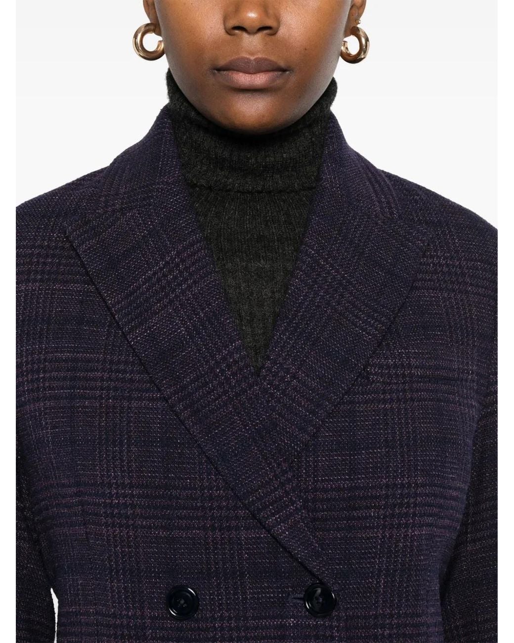 Circolo 1901 Blue Check Double-Breasted Blazer