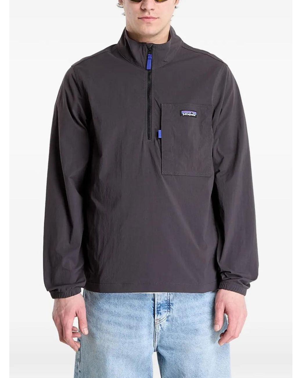Patagonia Gray Outdoor Everyday Marsupial Half-Zip Logo-Patch Jacket for men
