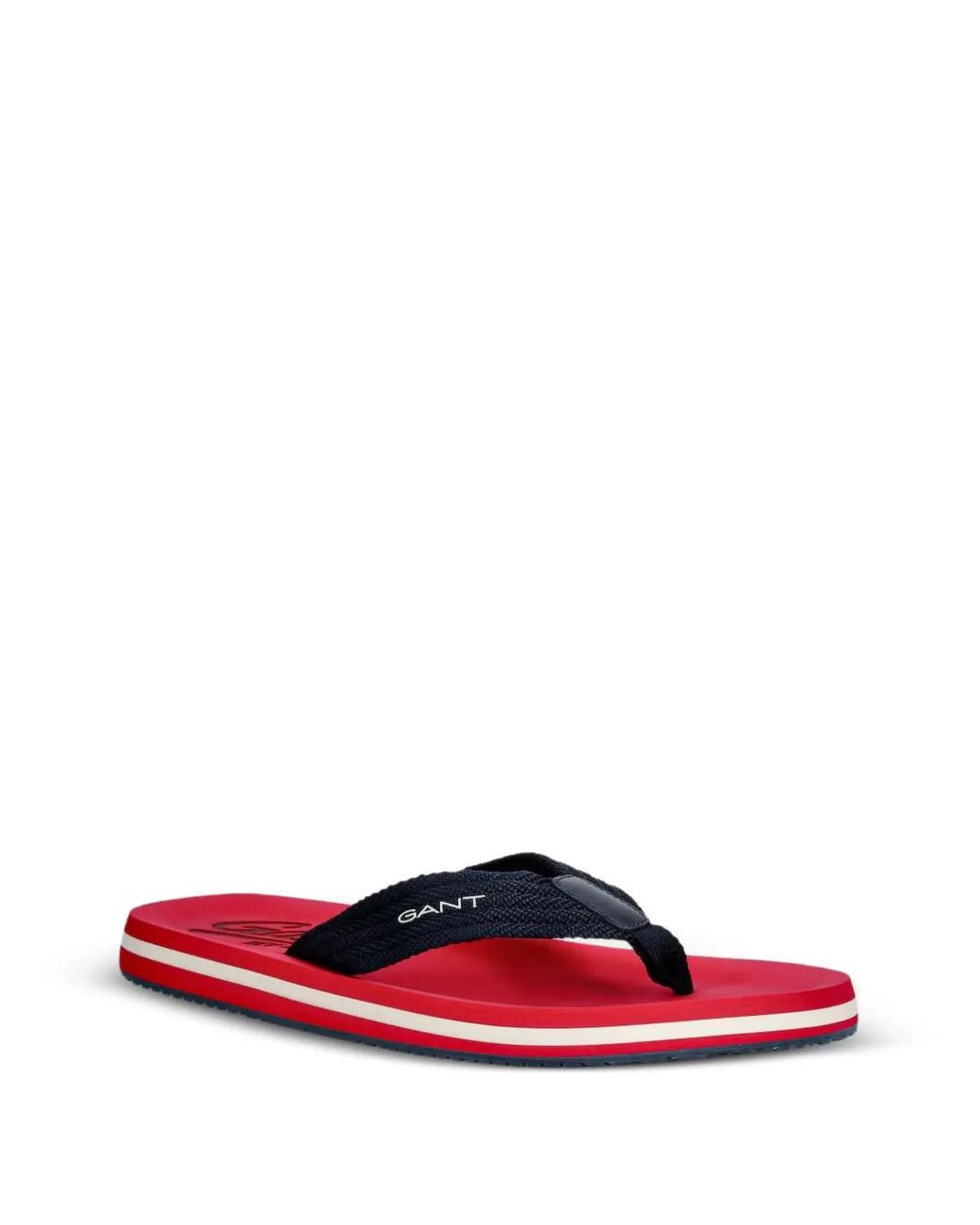 Gant White Logo-Print Striped Flip-Flops for men