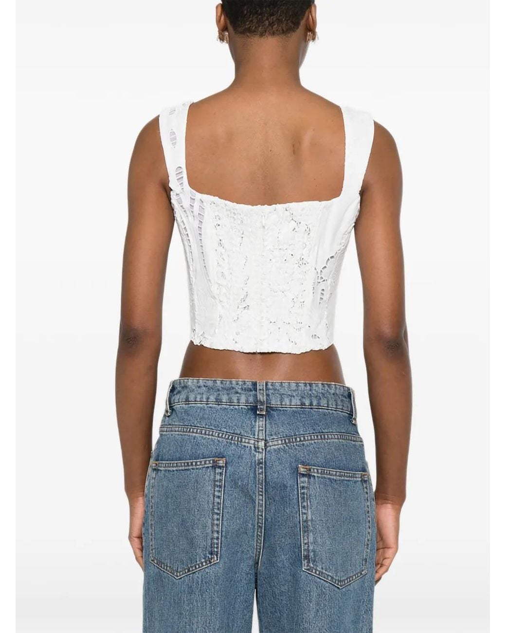 GIUSEPPE DI MORABITO White Embroidered Crop Top