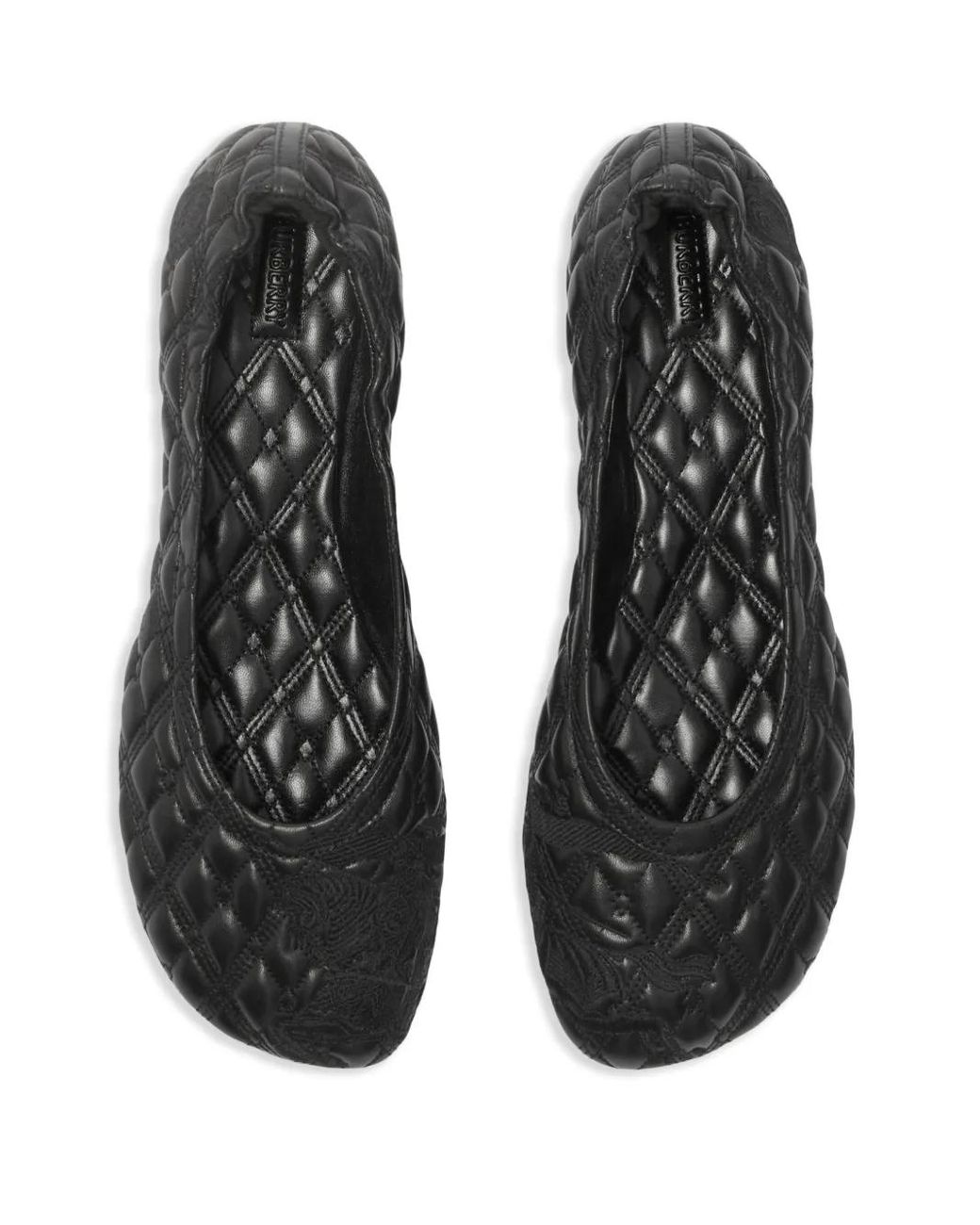 Burberry Black Quilted Flats With Rounded Toe