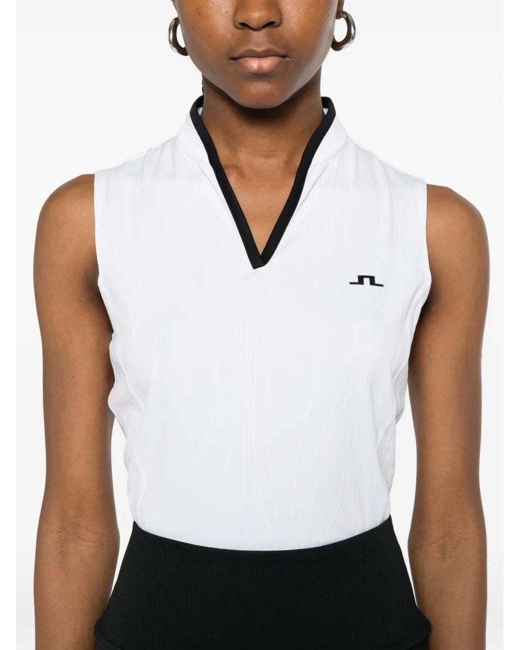 J.Lindeberg White Mila V-Neck Logo Top