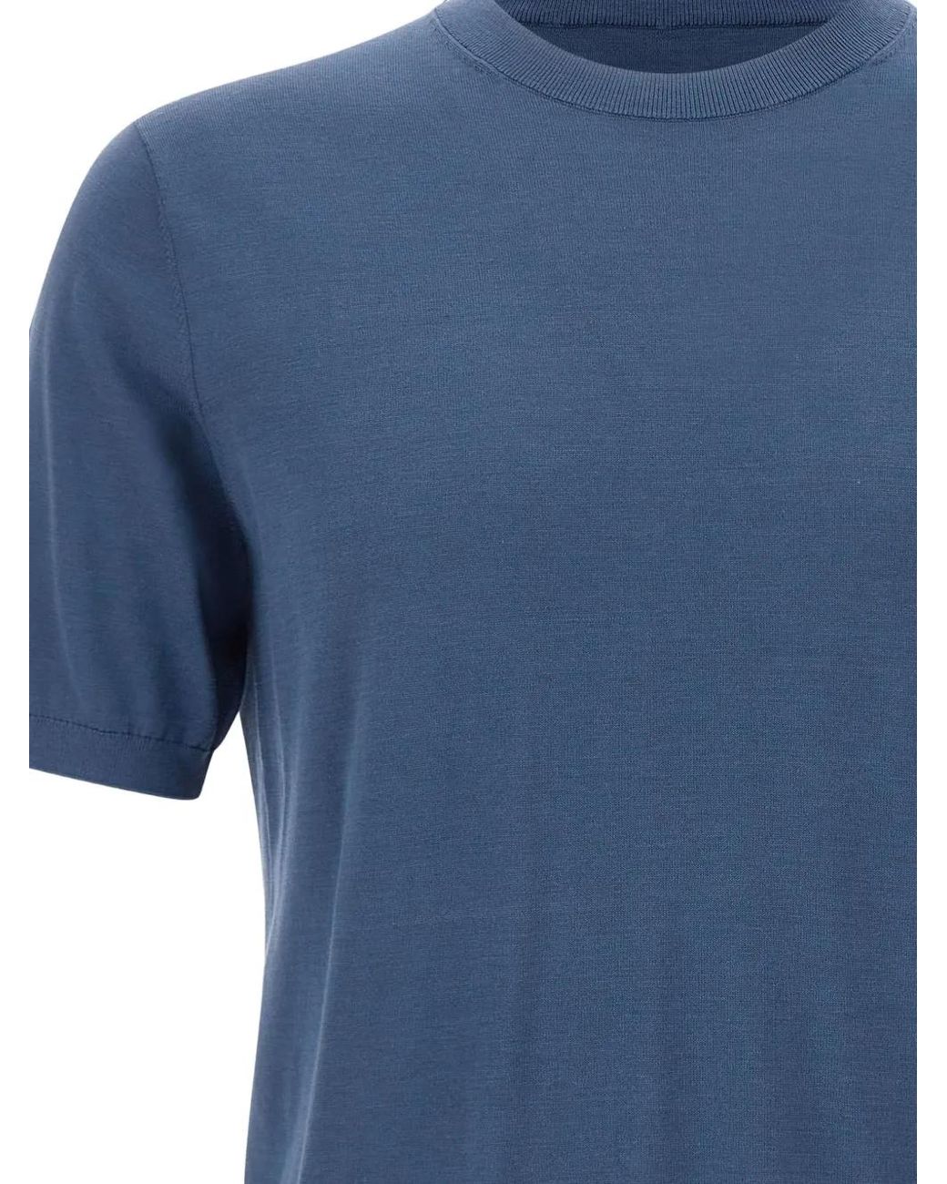 Kangra Blue Short-Sleeve Ribbed Sweatshirt for men