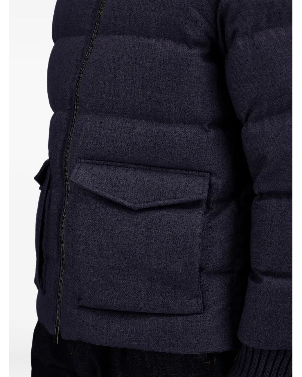 Herno Blue Quilted Tweed Jacket for men