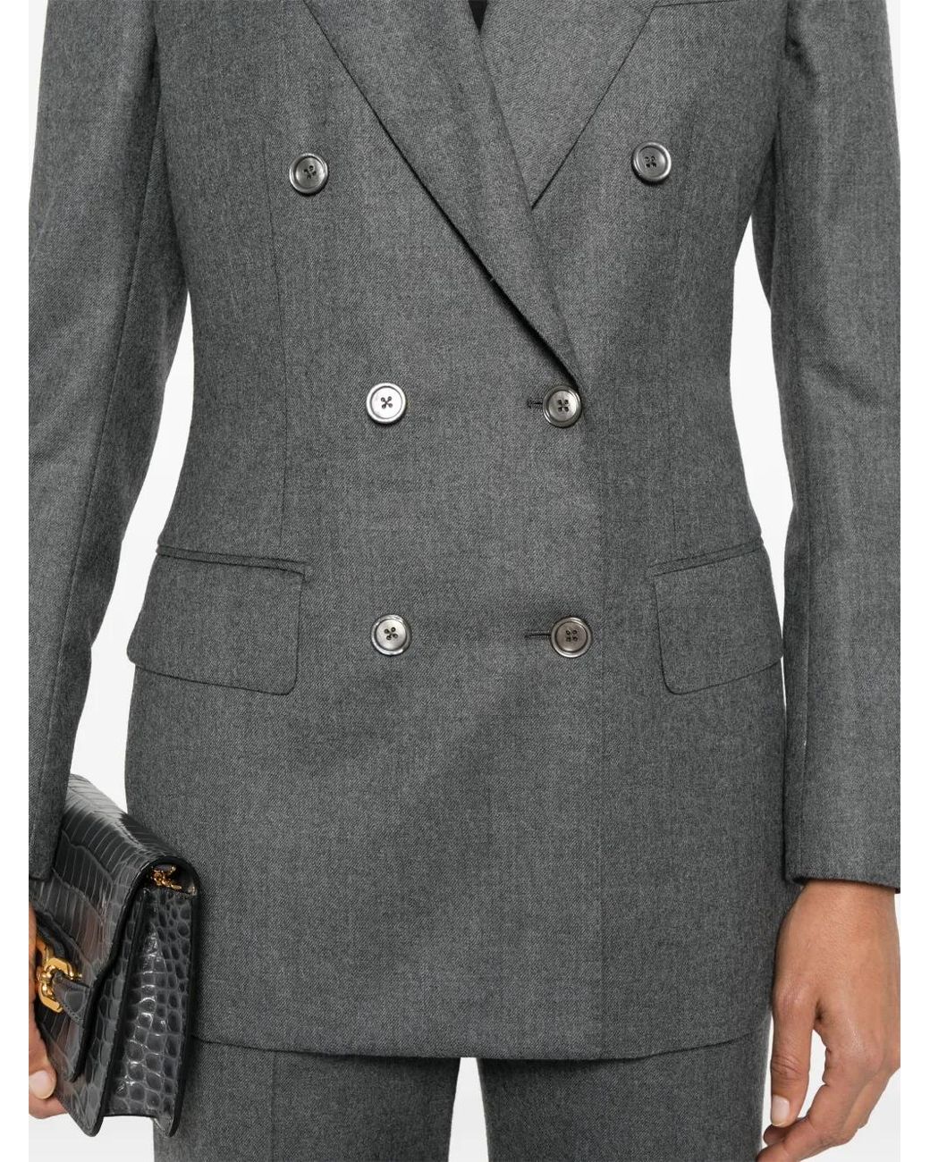 Tom Ford Gray Mélange Double-Breasted Blazer