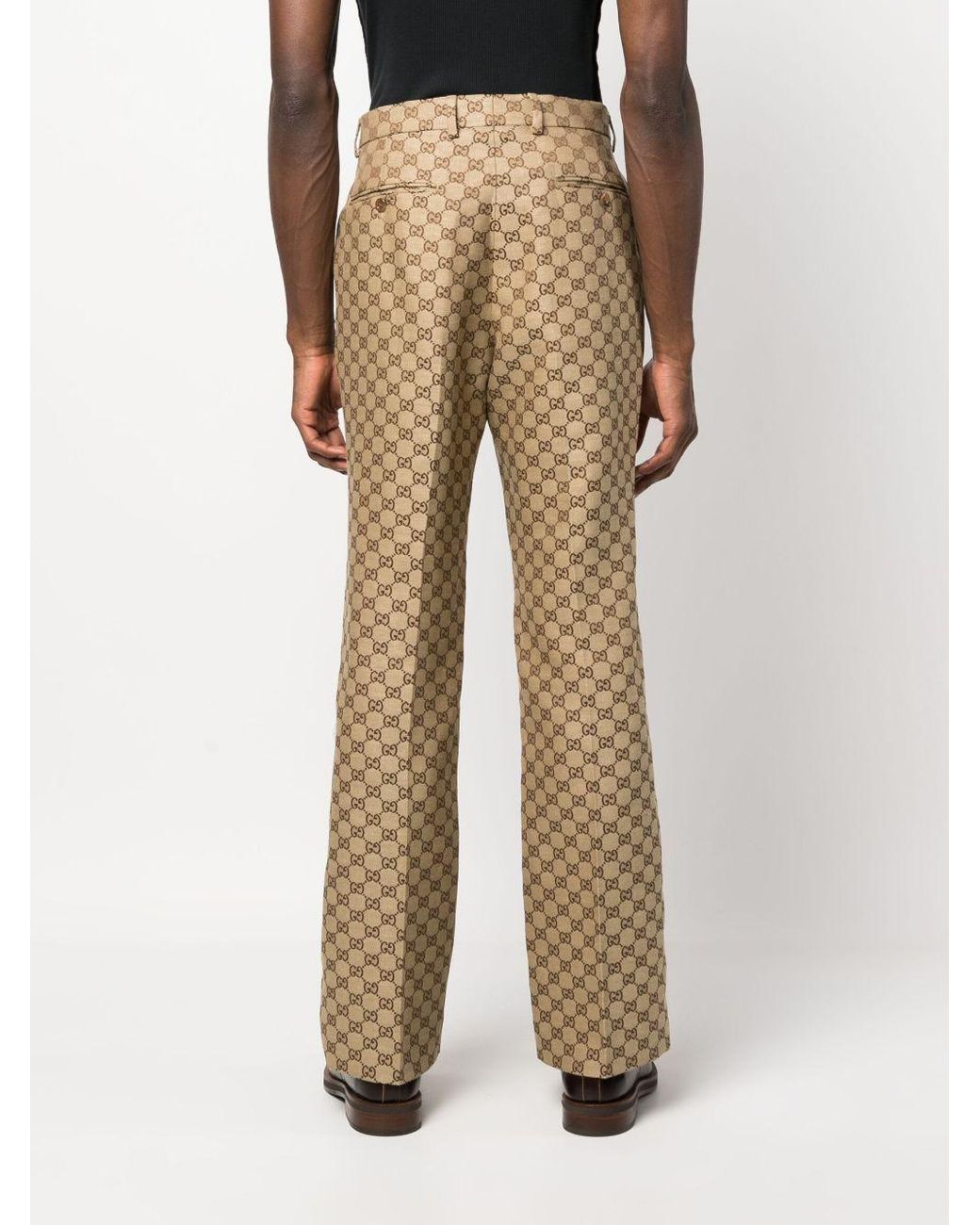 Gucci Gg Supreme Linen Trousers in Natural for Men