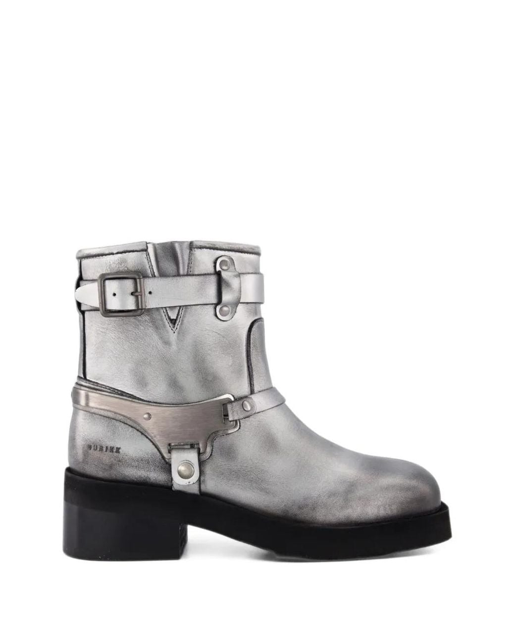 Nubikk Gray Eve Maryn Buckle-Strap Ankle Boots