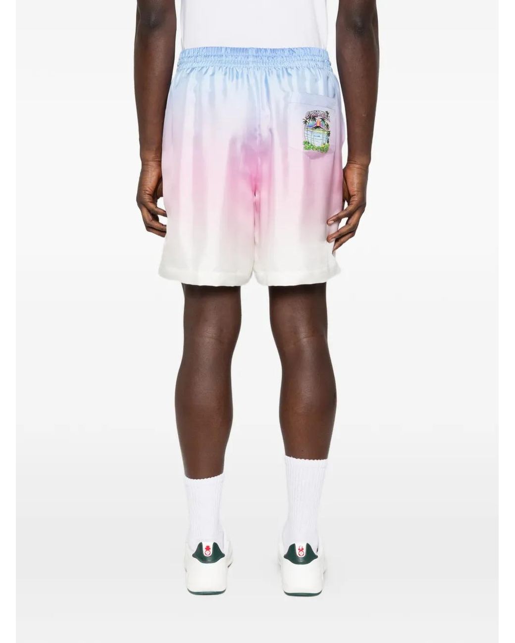 Casablanca Pink Half Tone Logo Silk Shorts for men