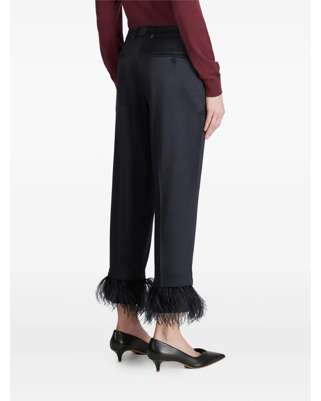 Incotex Blue Feather-Trim Trousers