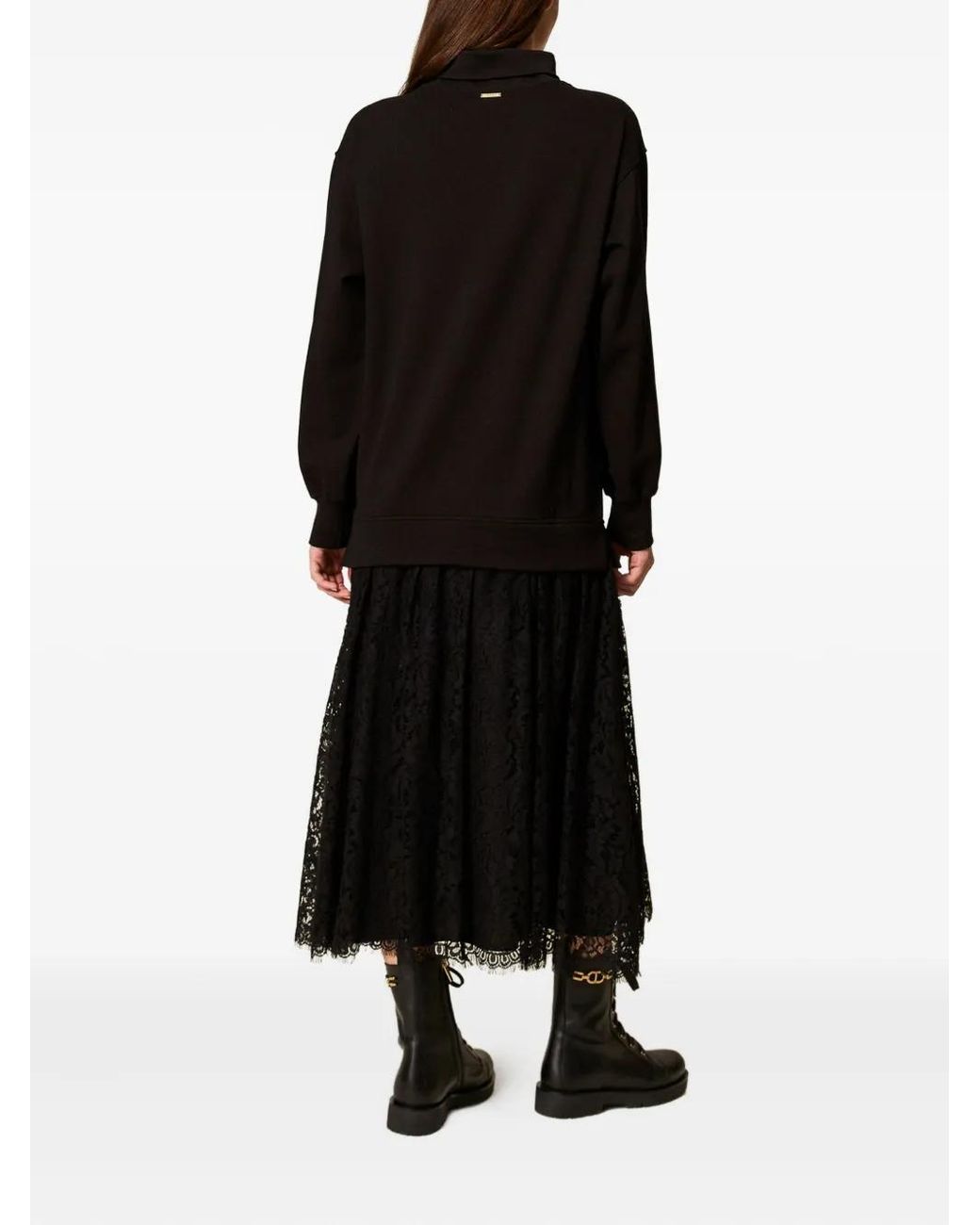 Twinset Black Fleece Midi Dress