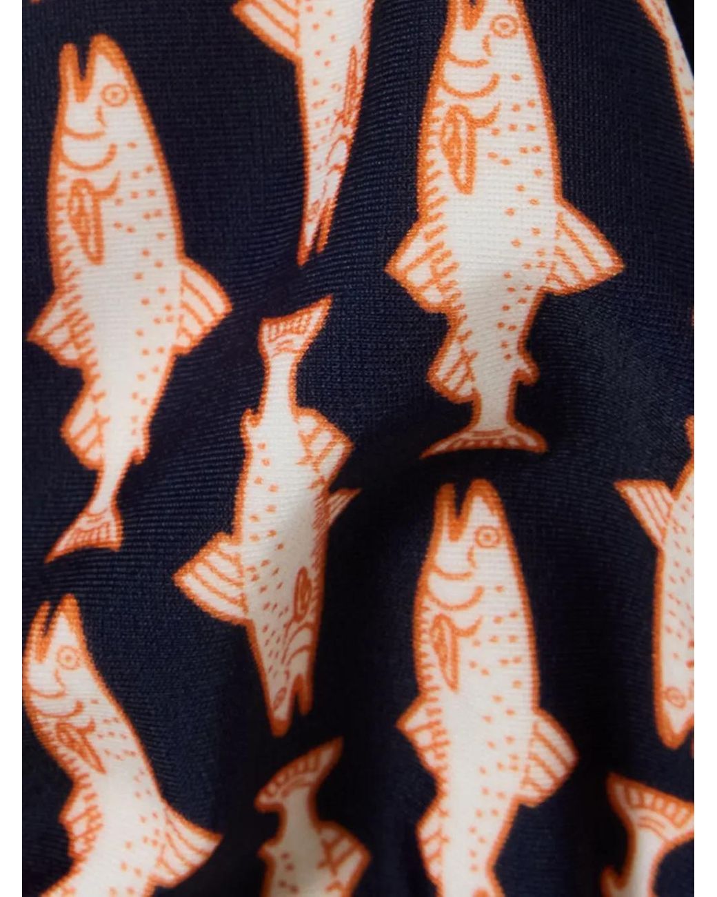 LaDoubleJ White Fish-Print Triangle Bikini Top