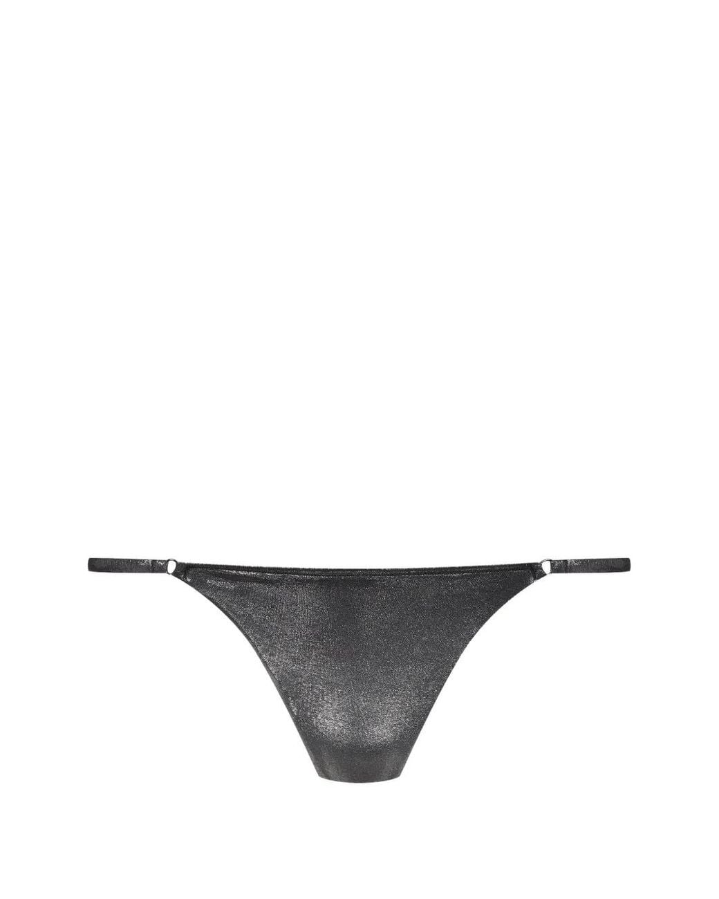 Maison Close Gray Metallic-Effect Bikini Bottoms