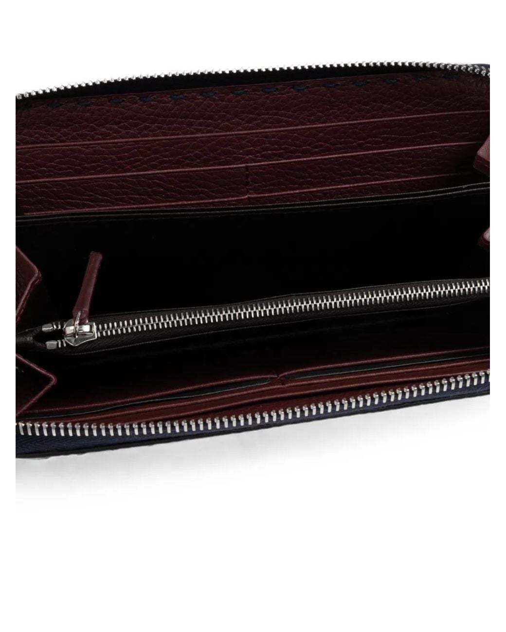 Fendi Blue Selleria Zip-Around Pebbled Wallet for men