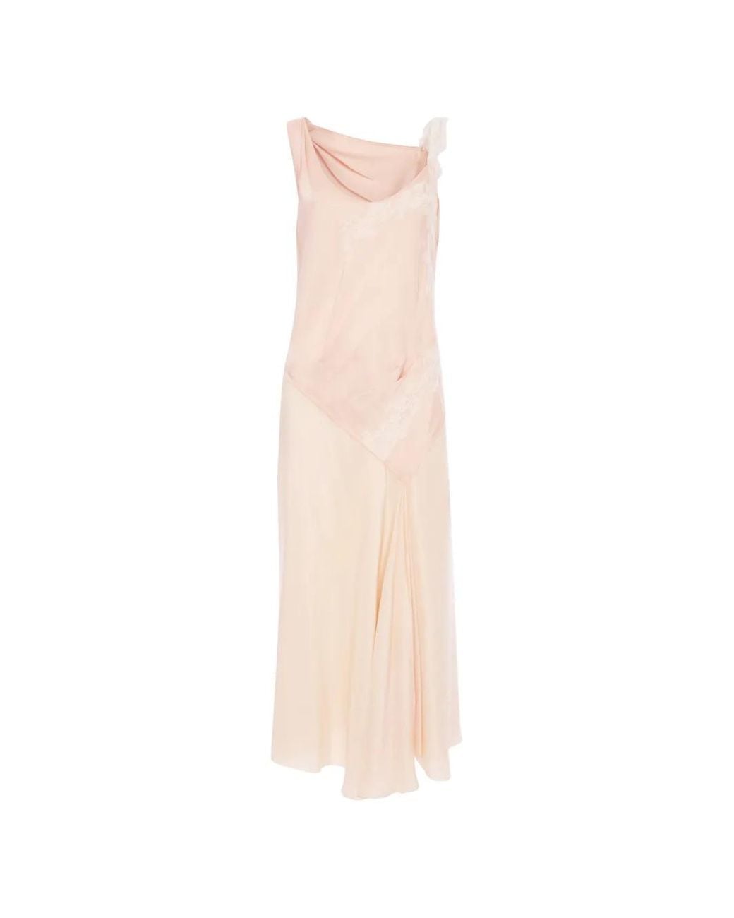 Victoria Beckham White Lace-Trim Midi Dress
