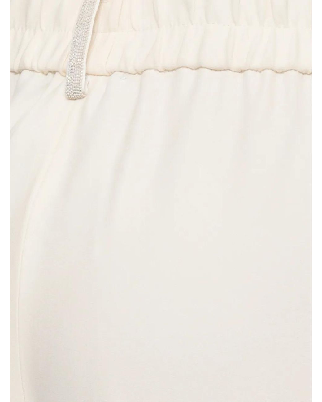 Fabiana Filippi White Beaded-Trim Elasticated-Waistband Trousers