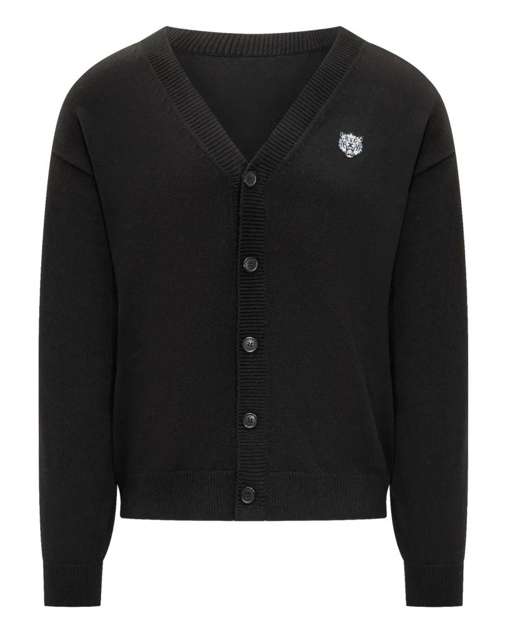 KENZO Black Happy Tiger-Embroidered Cardigan for men