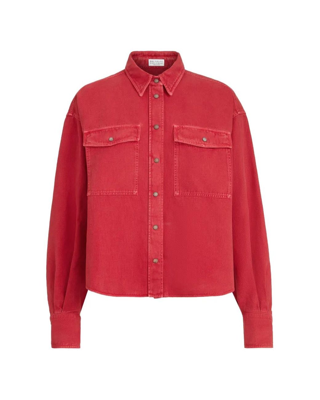 Brunello Cucinelli Red Cotton And Linen Blend Shirt