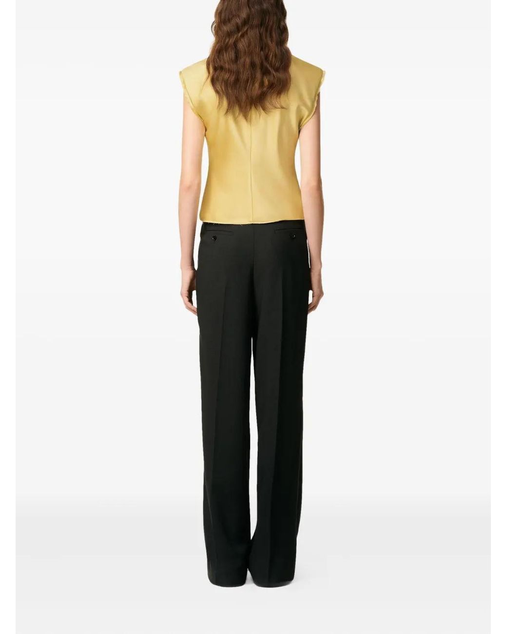 AMI Yellow Raw-Edge Sleeveless Top