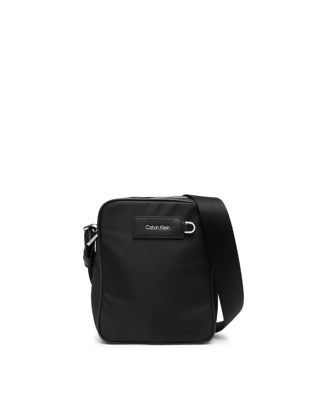 Calvin Klein Black Logo-Patch Messenger Bag for men