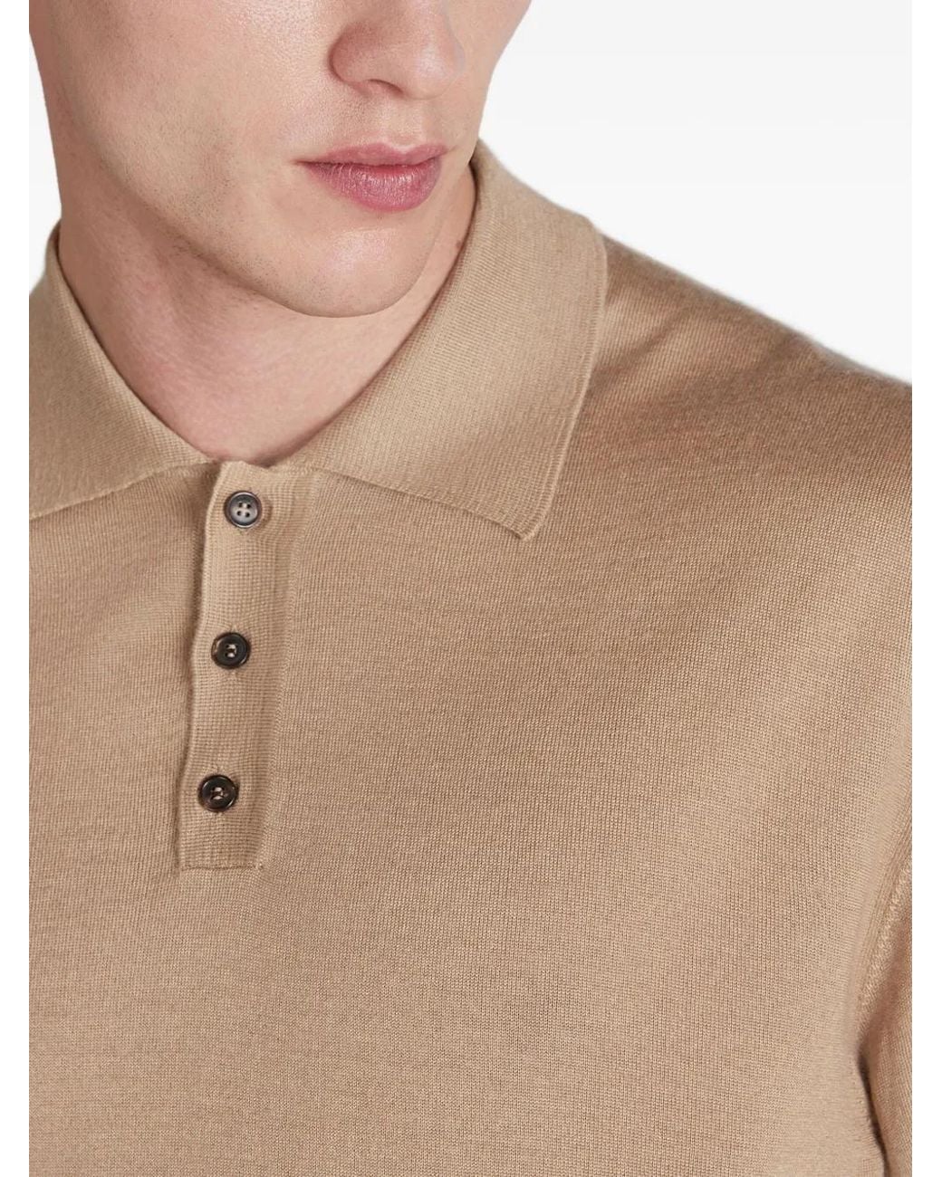 Zanone Natural Cashmere Silk Polo Shirt for men