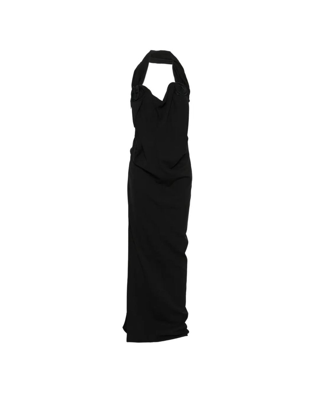 Magda Butrym Black Rosette-Detail Draped Maxi Dress