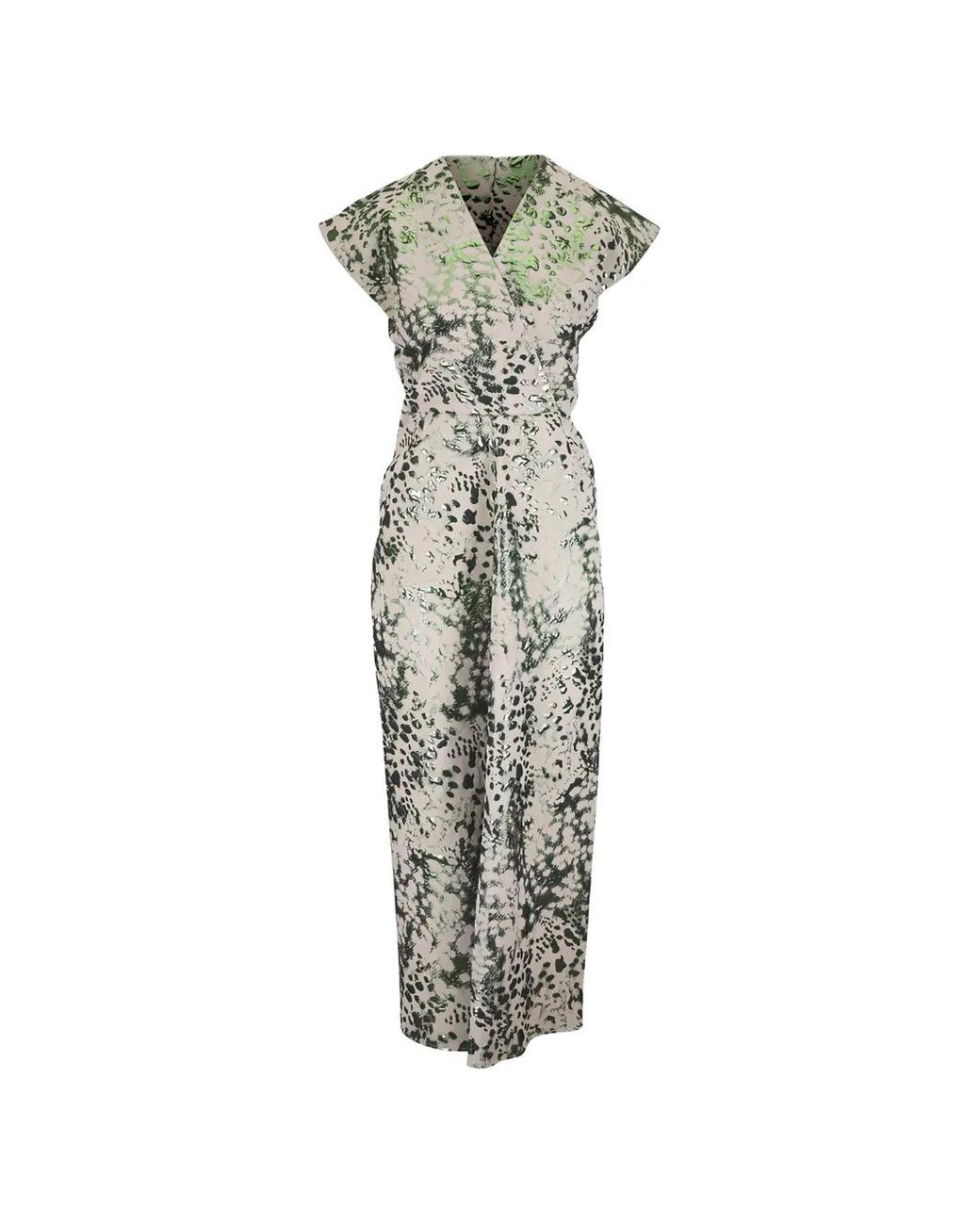Zero + Maria Cornejo White Metallic-Effect Animal-Print Dress