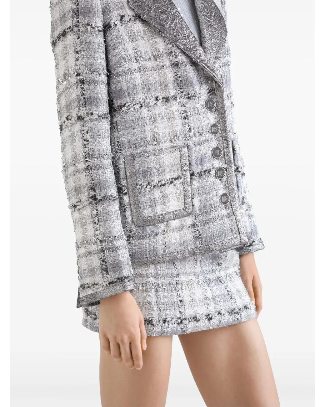 Dolce & Gabbana Gray Tweed Mini Skirt