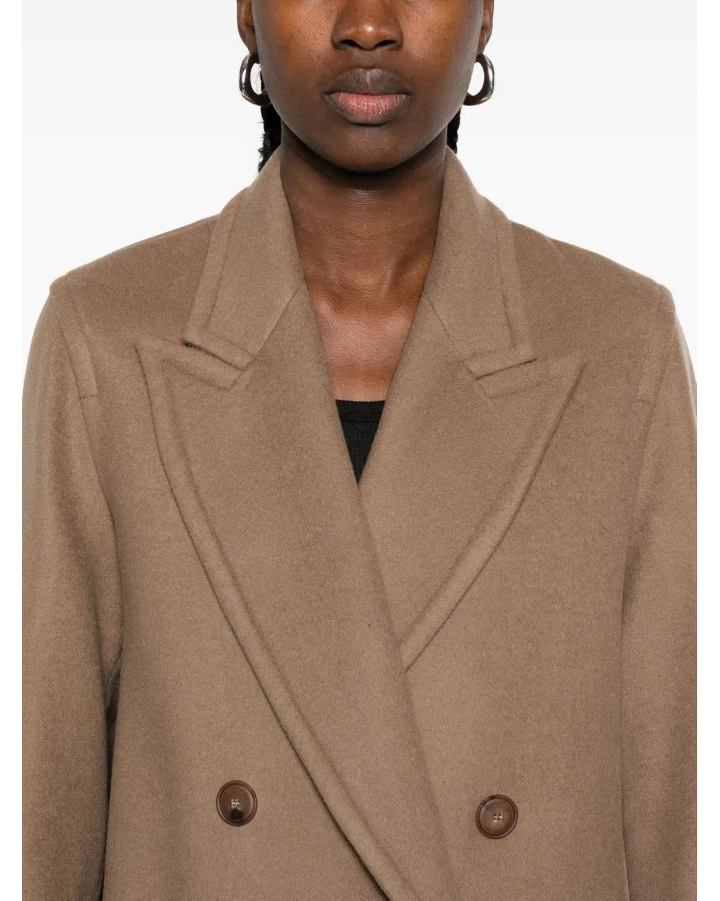 Max Mara Brown Double-Breasted Patch-Pocket Coat