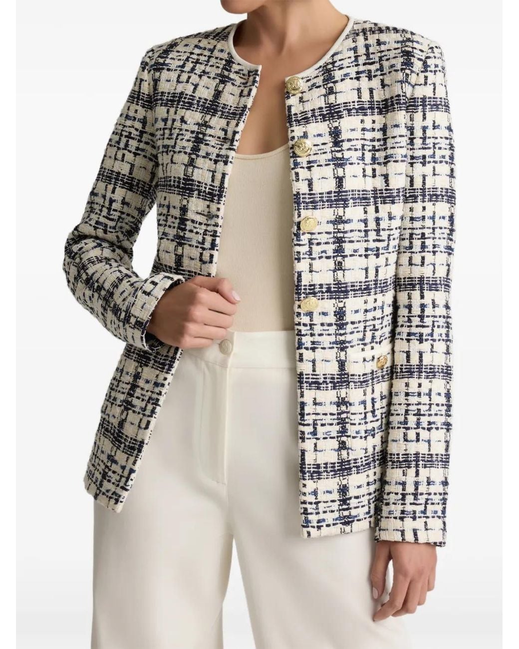 St. John Natural Tweed Button Jacket