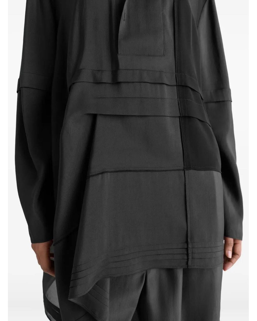 Lemaire Black Pleated Asymmetrical Blouse