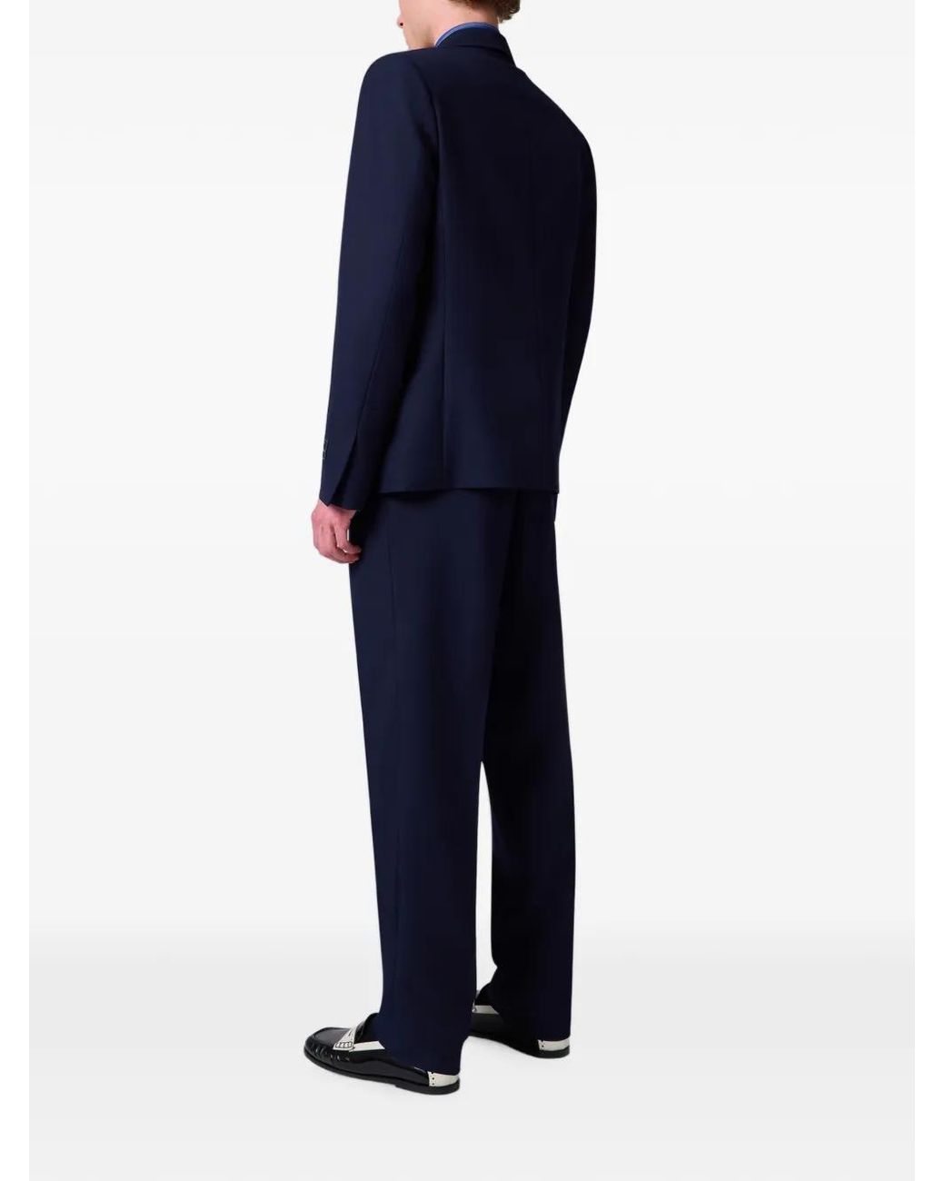 MSGM Blue Double-Breasted Peak-Lapel Jacket for men
