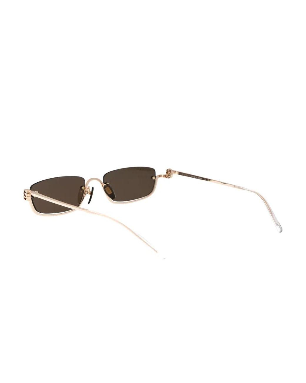 Gucci Metallic Rectangular-Frame Sunglasses
