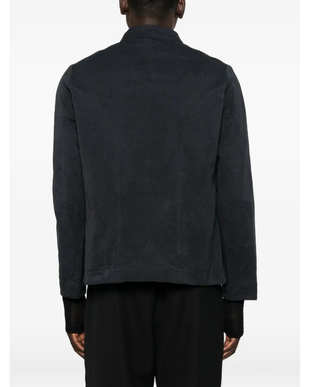 LOÏS DIONISIO Black Herringbone Button-Up Shirt Jacket for men